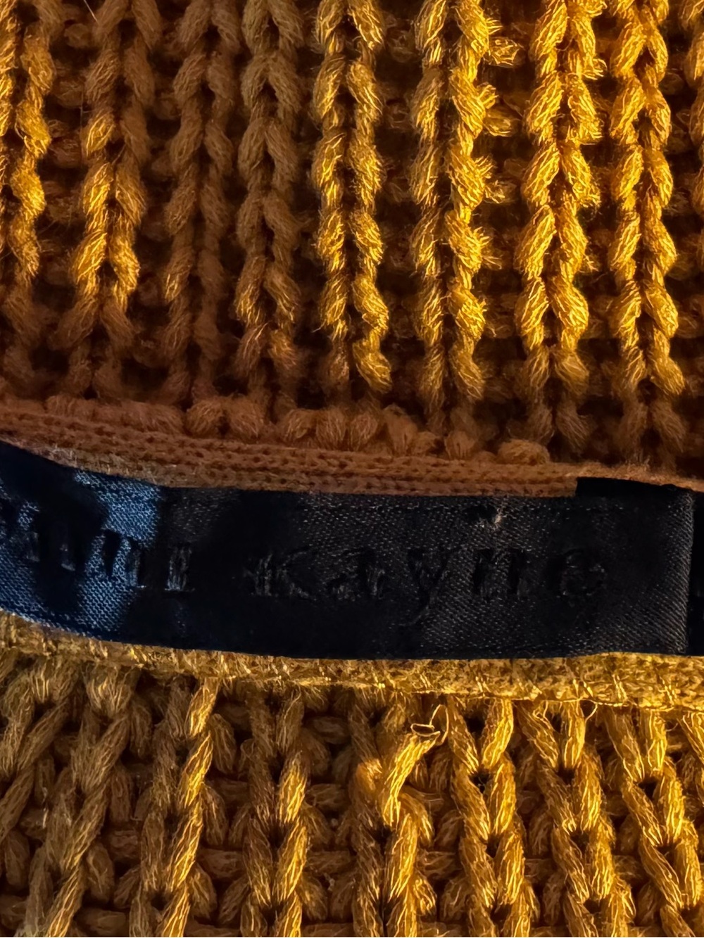 Women’s V-Neck Chunky Knit Women's Sweater in Mustard - Picture 4 of 4